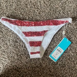 NWT BEACH BUNNY JACKLYN stripes bikini bottom small